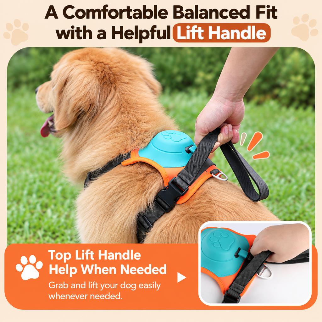 No-Pull Anti-Lunge Dog Harness with Built-In Retractable Leash