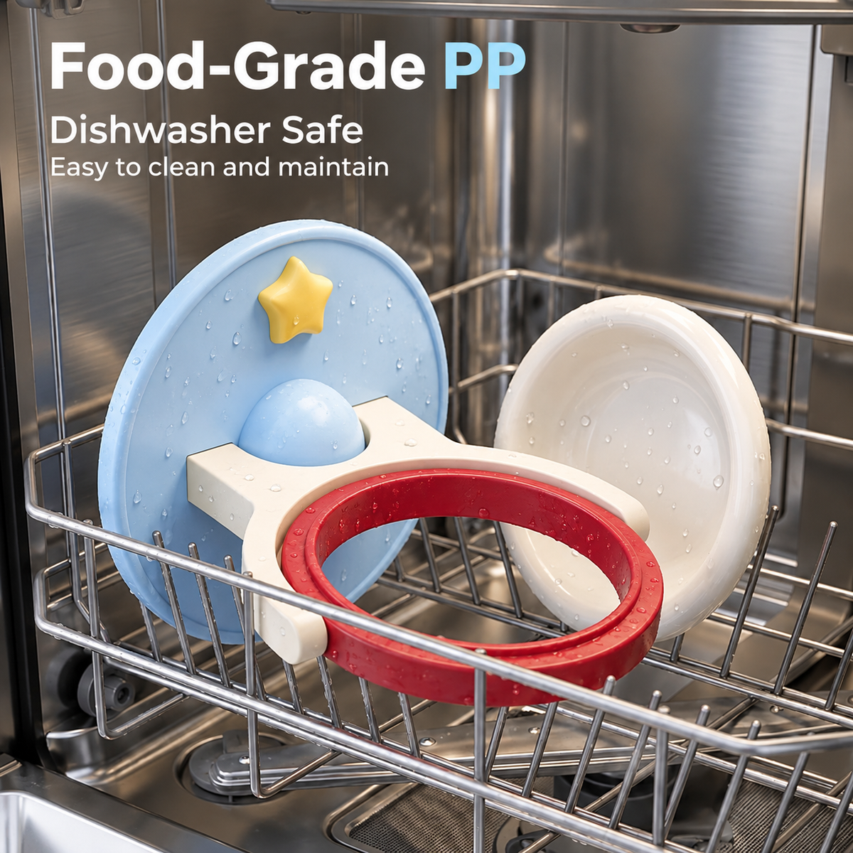 Guide showing cleaning for the 2-in-1 elevated pet bowl