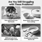 Guide showing problem solution for the 2-in-1 elevated pet bowl