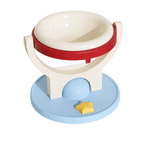 Red ceramic 2-in-1 elevated pet bowl on a clean background