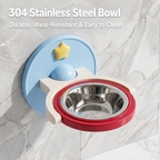 Close view of the stainless bowl on the 2-in-1 elevated pet bowl