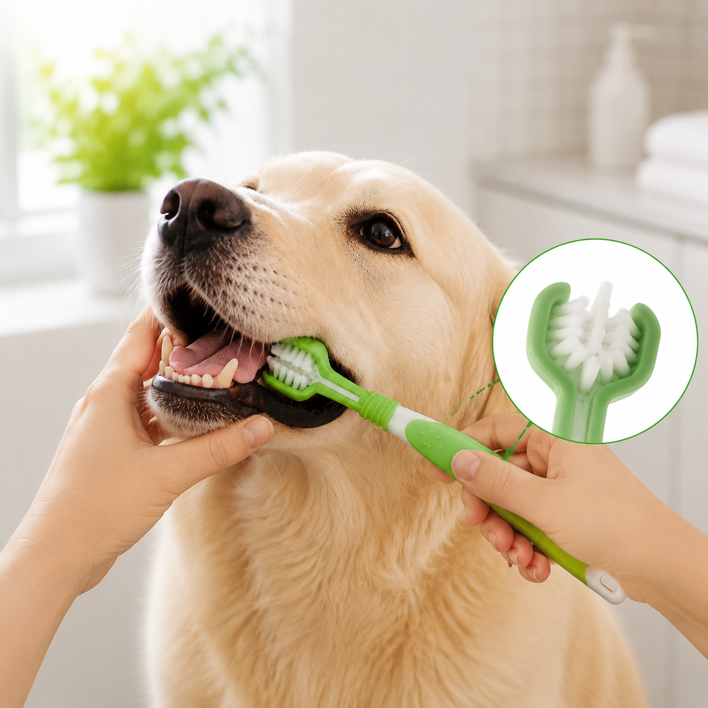 3 – Sided Dog Toothbrush 2 – Pack – Multi – Angle Pet Dental Care Brush