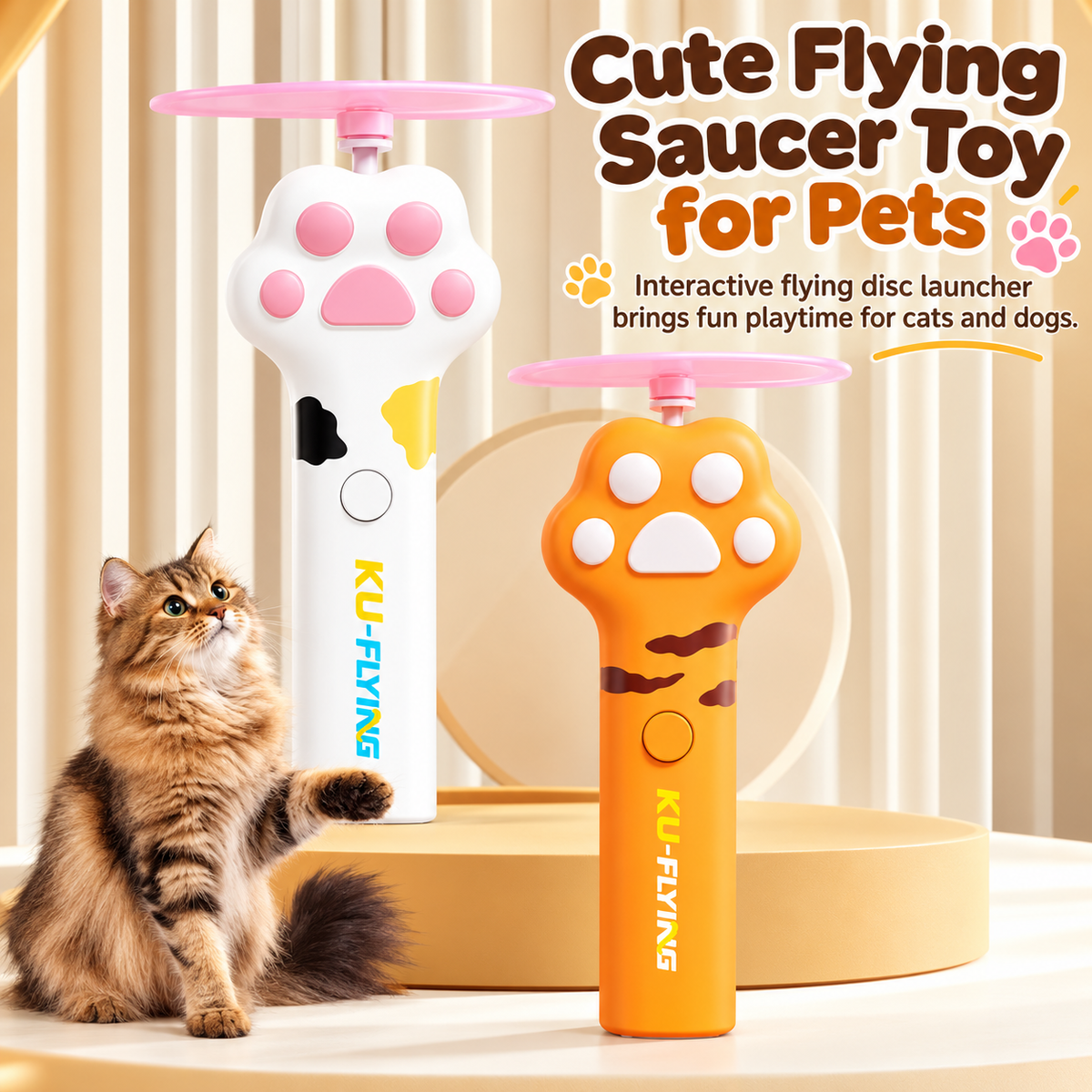 Flying Disc Launcher Toy for Cats and Dogs