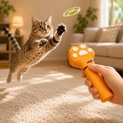 Flying Disc Launcher Toy for Cats and Dogs