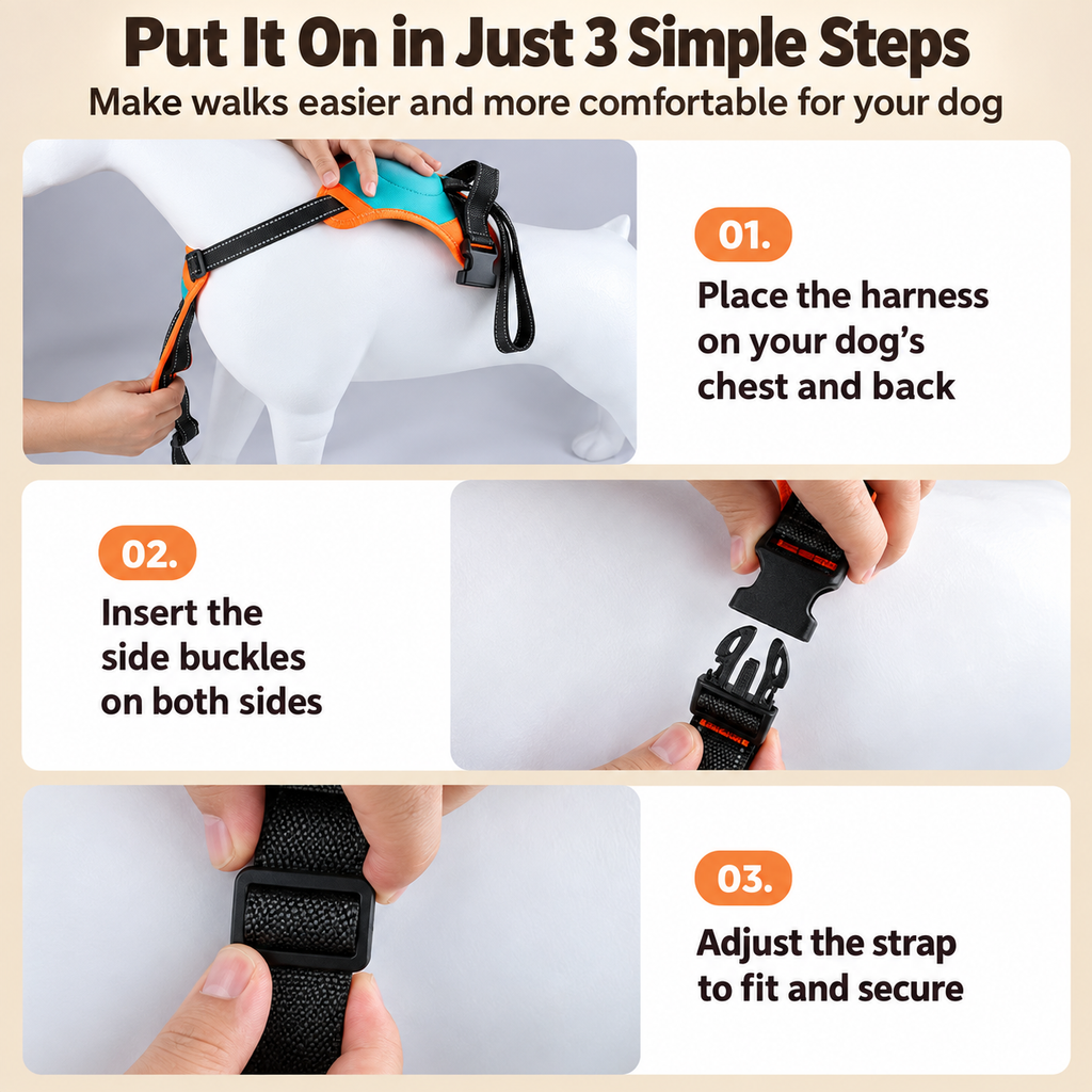 No-Pull Anti-Lunge Dog Harness with Built-In Retractable Leash