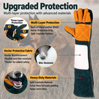 Long Cowhide Pet Handling Gloves for Bites & Scratches
