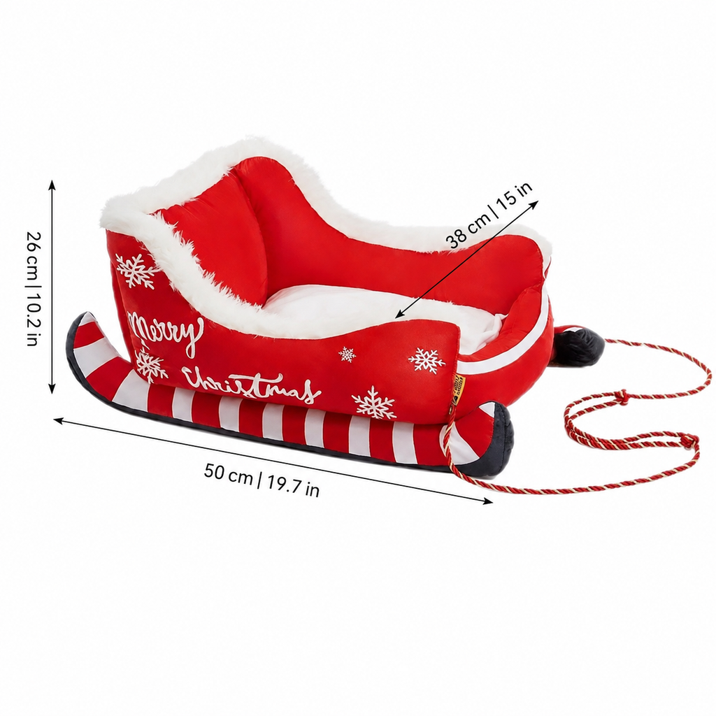 Christmas Sleigh Pet Bed for Cats and Dogs