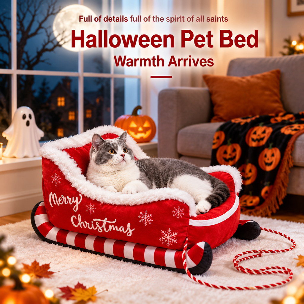 Christmas Sleigh Pet Bed for Cats and Dogs