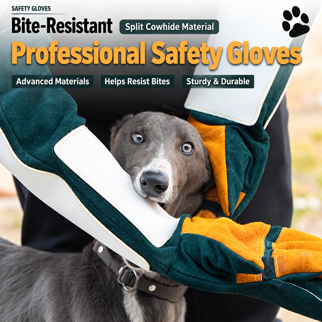 Long Cowhide Pet Handling Gloves for Bites & Scratches