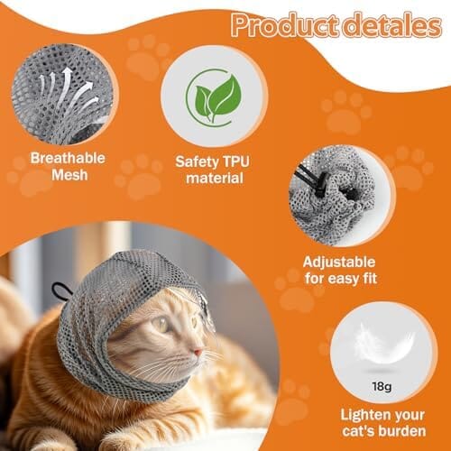 Adjustable Cat Grooming Muzzle with Clear Visor & Breathable Mesh – product image 3