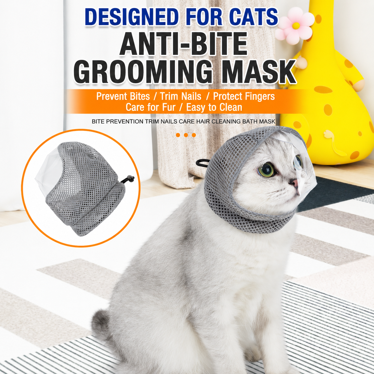 Adjustable Cat Grooming Muzzle with Clear Visor & Breathable Mesh – product image 8
