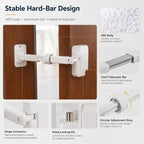 Adjustable pet door latch closeups of the hard bar, hinge, locking pin and adjustment ring.