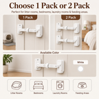 Adjustable pet door latch showing one pack and two pack options for interior doors.