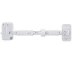 Adjustable pet door latch in white displayed fully extended against a white background.
