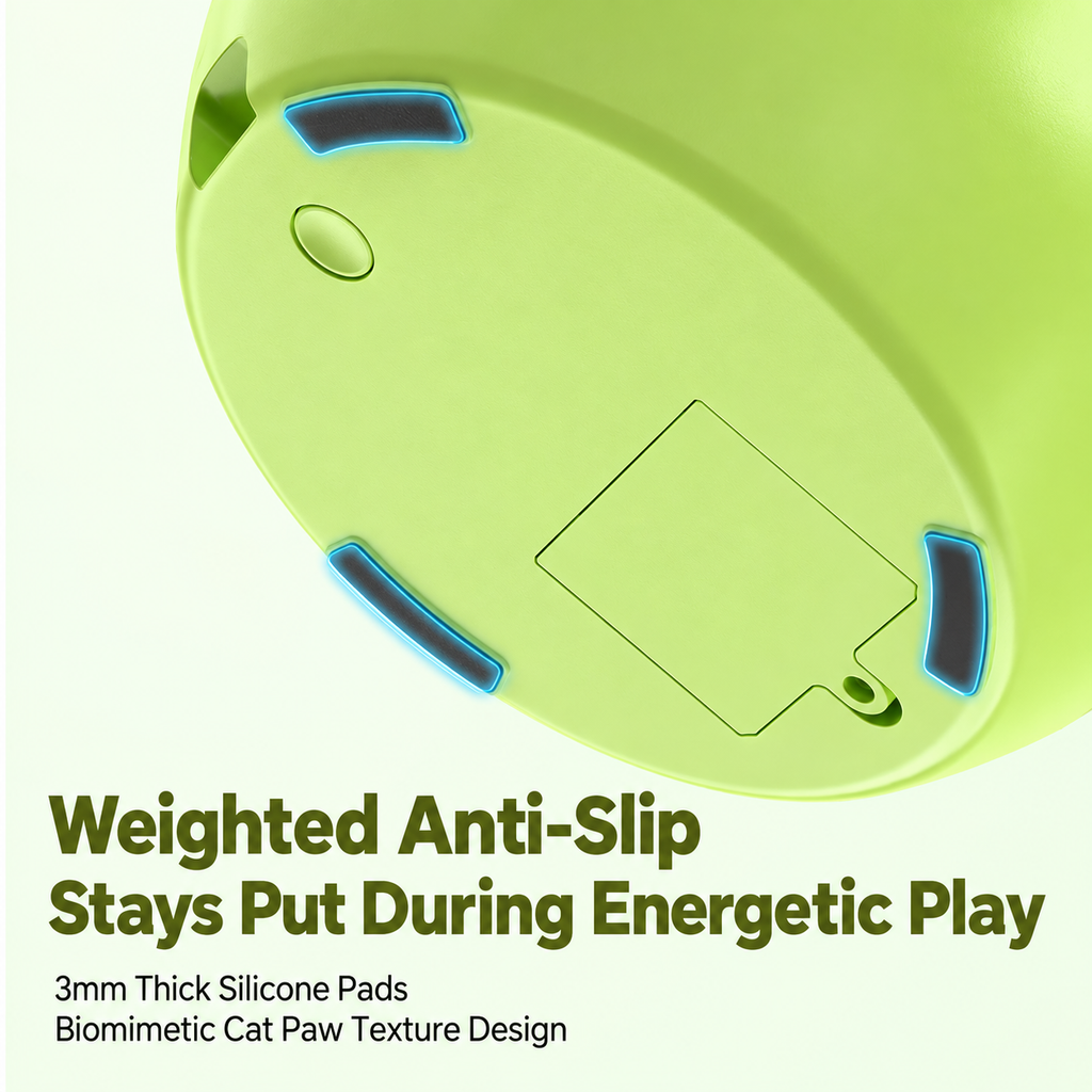 Close view of the anti slip base on the automatic multi-hole cat teaser toy