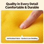 Close view of the fabric on the banana-shaped pet bed