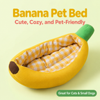Banana-shaped pet bed on a clean background