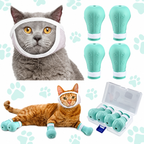 Cat Grooming Muzzle with Silicone Paw Covers for Nail Trimming