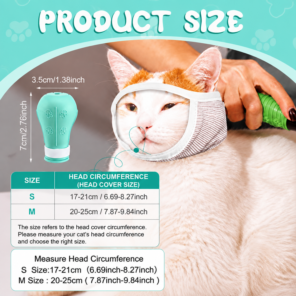 Cat Grooming Muzzle with Silicone Paw Covers for Nail Trimming – product image 4