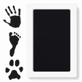Clean touch pet paw print ink pad in black beside hand, foot and paw print examples.