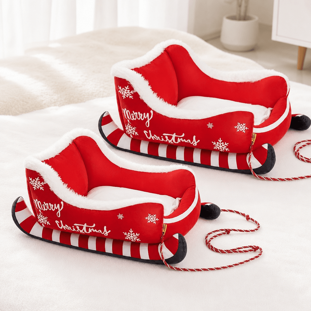 Christmas Sleigh Pet Bed for Cats and Dogs