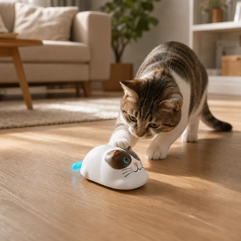 Automatic Interactive Cat Toy with Moving Tail & Type-C Charging