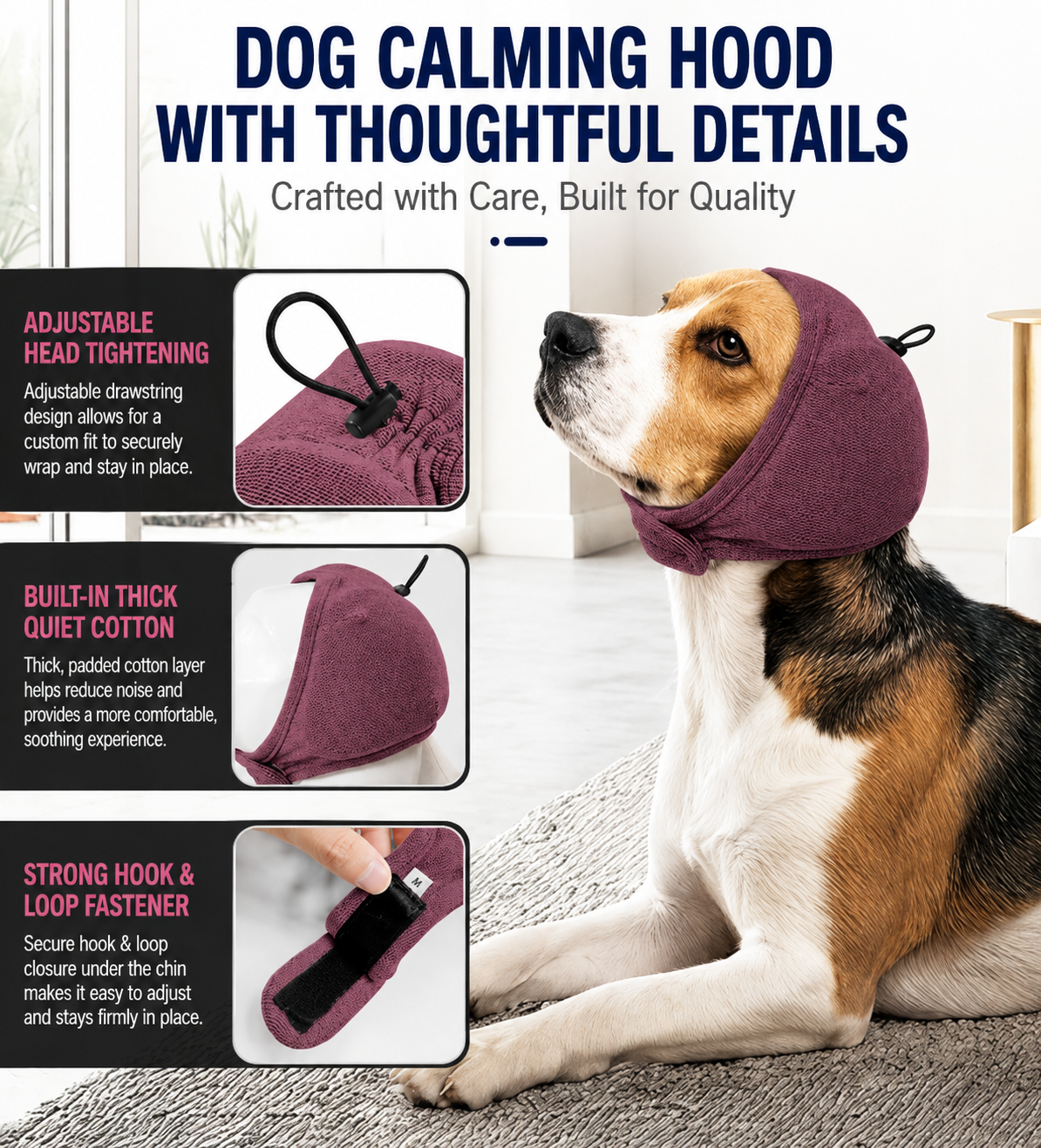 Dog Calming Hood with Noise – Reducing Ear Coverage & Adjustable Fit – product image 2