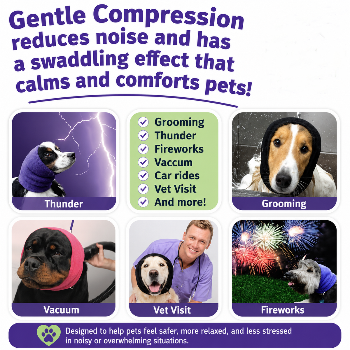 Dog & Cat Calming Ear Wrap for Grooming, Thunder & Fireworks – 2 Pack – product image 5