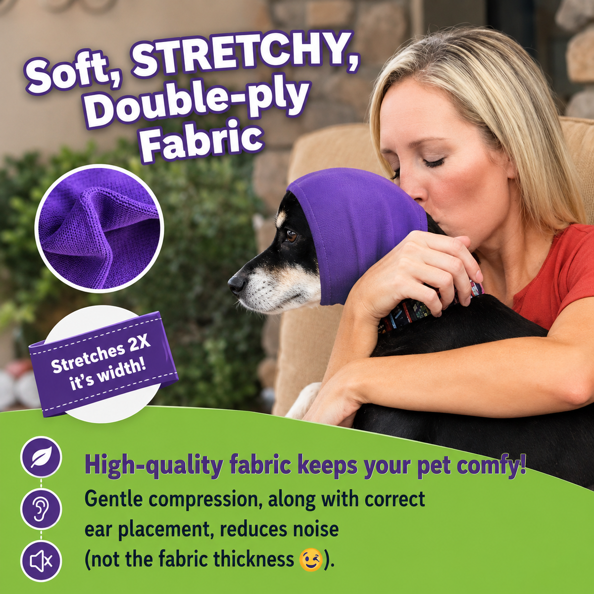 Dog & Cat Calming Ear Wrap for Grooming, Thunder & Fireworks – 2 Pack – product image 6