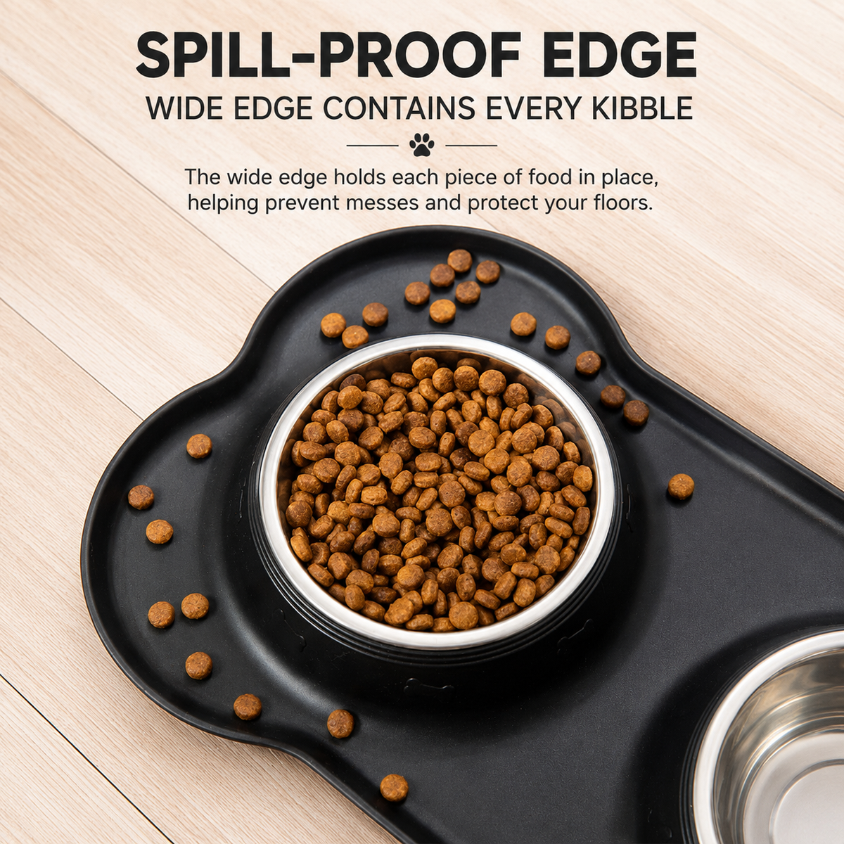 Double Dog & Cat Bowls with Silicone Mat – Non Slip Food & Water Set – product image 3