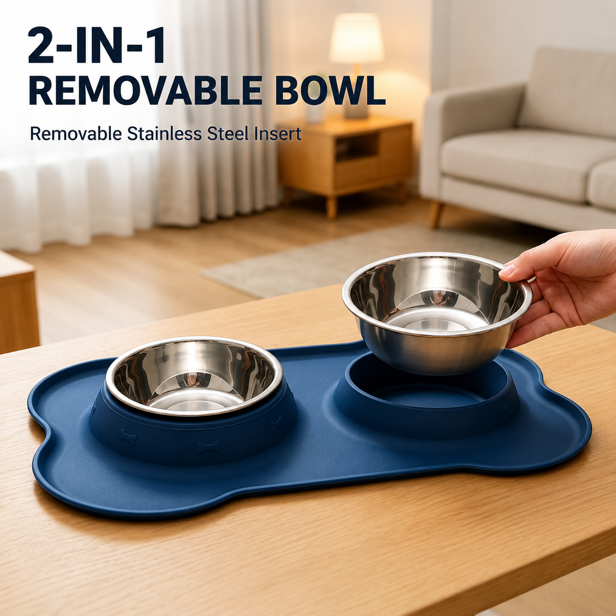 Double Dog & Cat Bowls with Silicone Mat – Non Slip Food & Water Set – product image 4