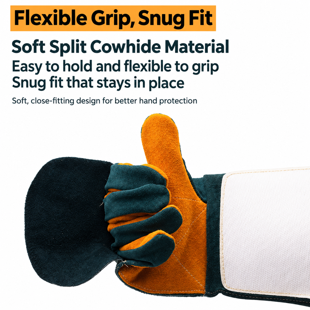 Long Cowhide Pet Handling Gloves for Bites & Scratches