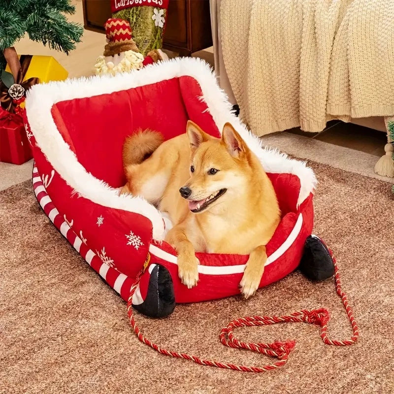 Christmas Sleigh Pet Bed for Cats and Dogs