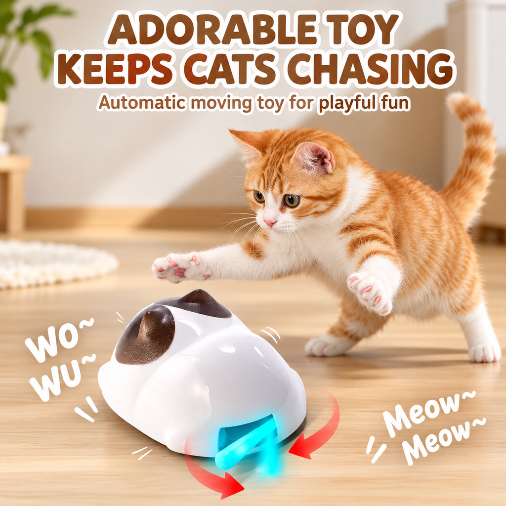 Automatic Interactive Cat Toy with Moving Tail & Type-C Charging