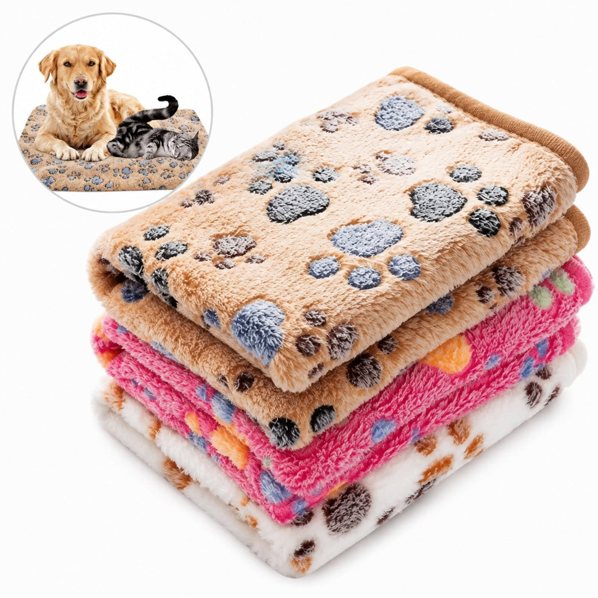 Flannel Pet Blanket for Dogs & Cats – Soft Paw Print Couch & Bed Blanket – product image 12