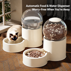 Matching feeder and water dispenser shown together