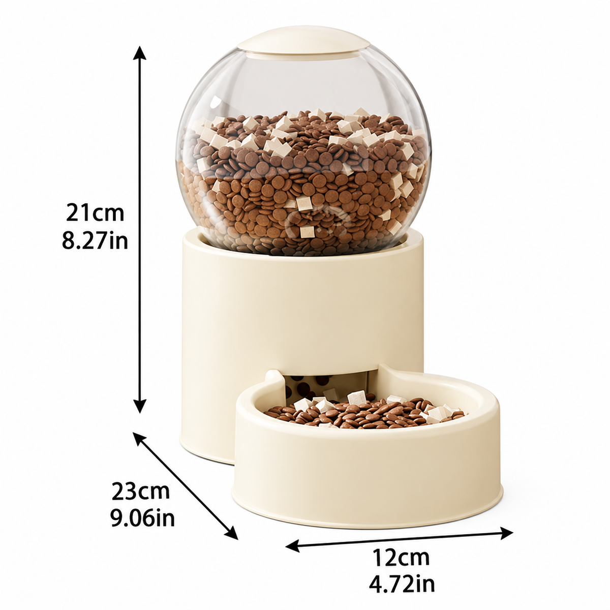 Size guide for gravity pet feeder and water dispenser