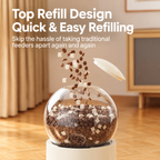 Guide showing top refill for the gravity pet feeder and water dispenser