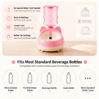Guide showing bottle compatibility for the gravity pet water dispenser