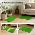 Green cat deterrent mat showing separate and side by side panel arrangements.