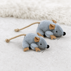Two moving plush mouse cat toy pieces arranged together