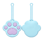 Front back view of blue paw-shaped silicone pet treat pouch