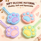 Close view of the material on the paw-shaped silicone pet treat pouch