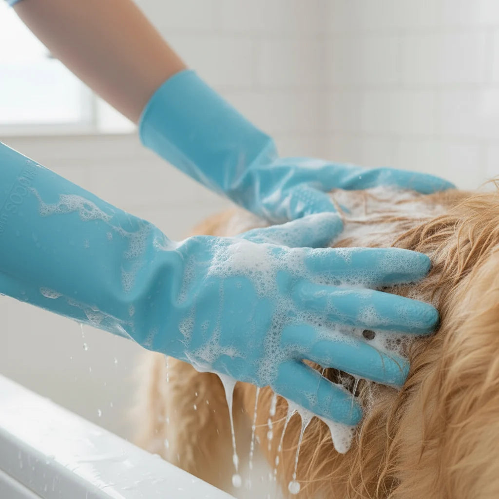 Pet Grooming Gloves for Dogs & Cats, Silicone Deshedding Bath Brush – product image 9