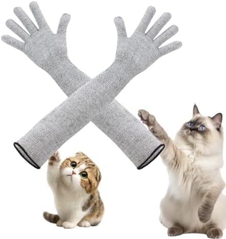 Pet Handling Gloves – 15.75" Long Anti – Scratch Cat Grooming Gloves