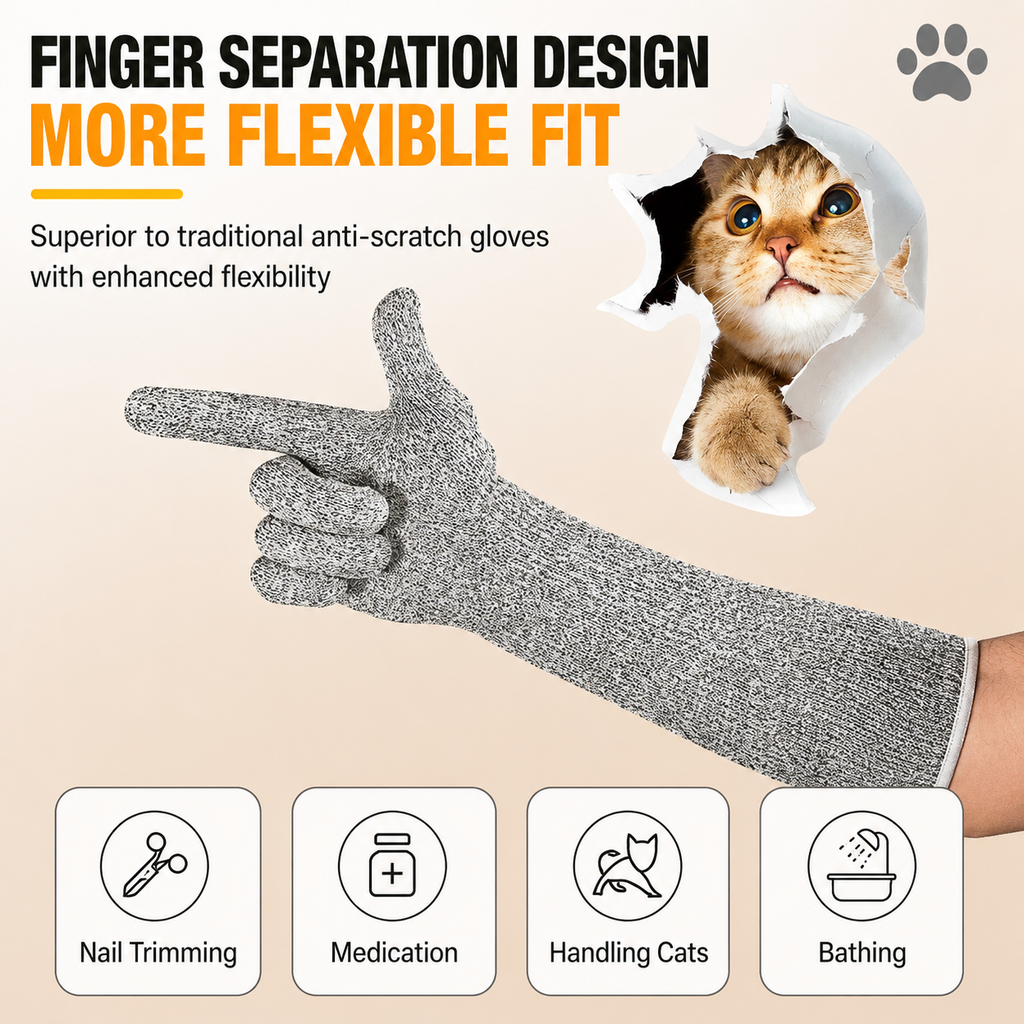 Pet Handling Gloves – 15.75" Long Anti – Scratch Cat Grooming Gloves – product image 2