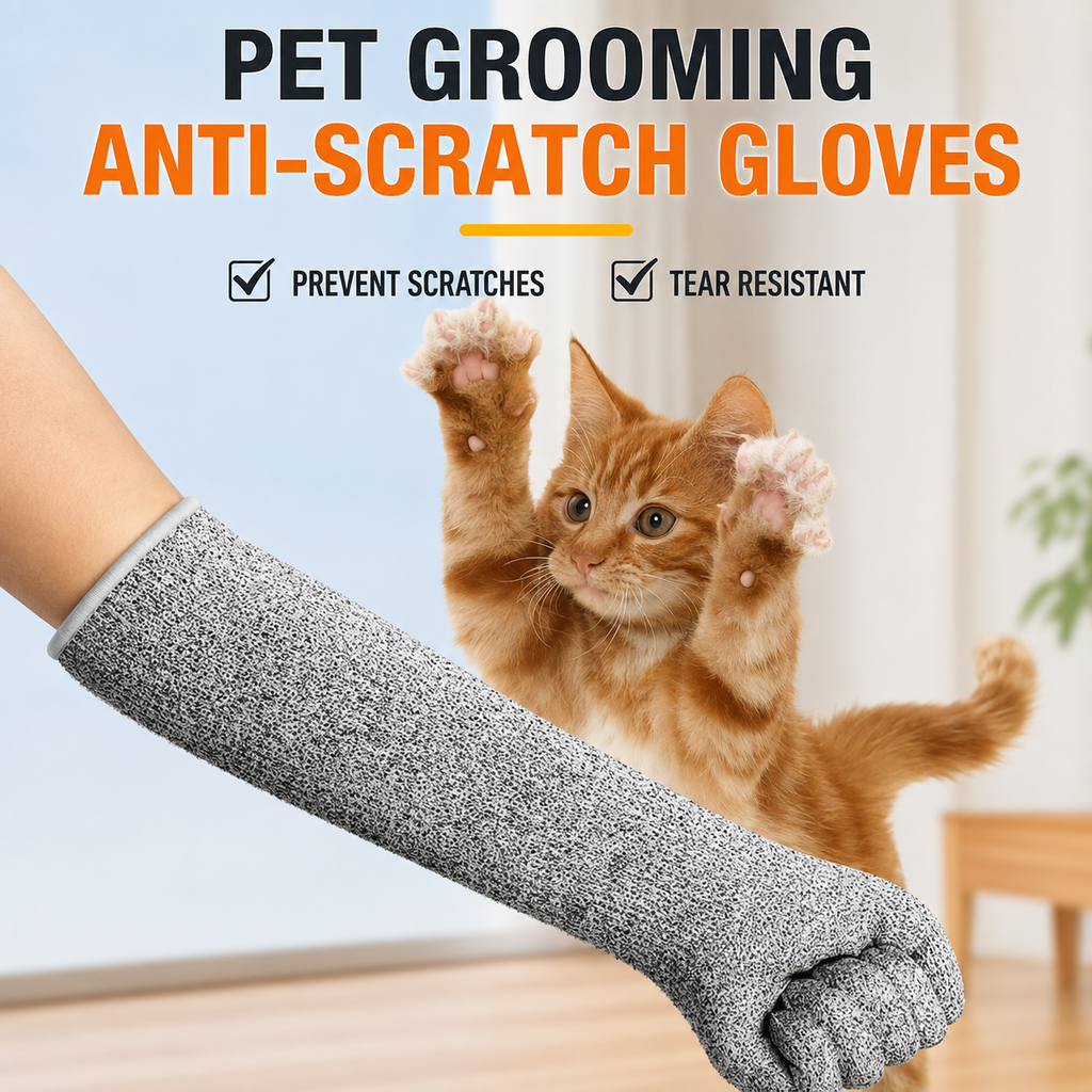 Pet Handling Gloves – 15.75" Long Anti – Scratch Cat Grooming Gloves – product image 5