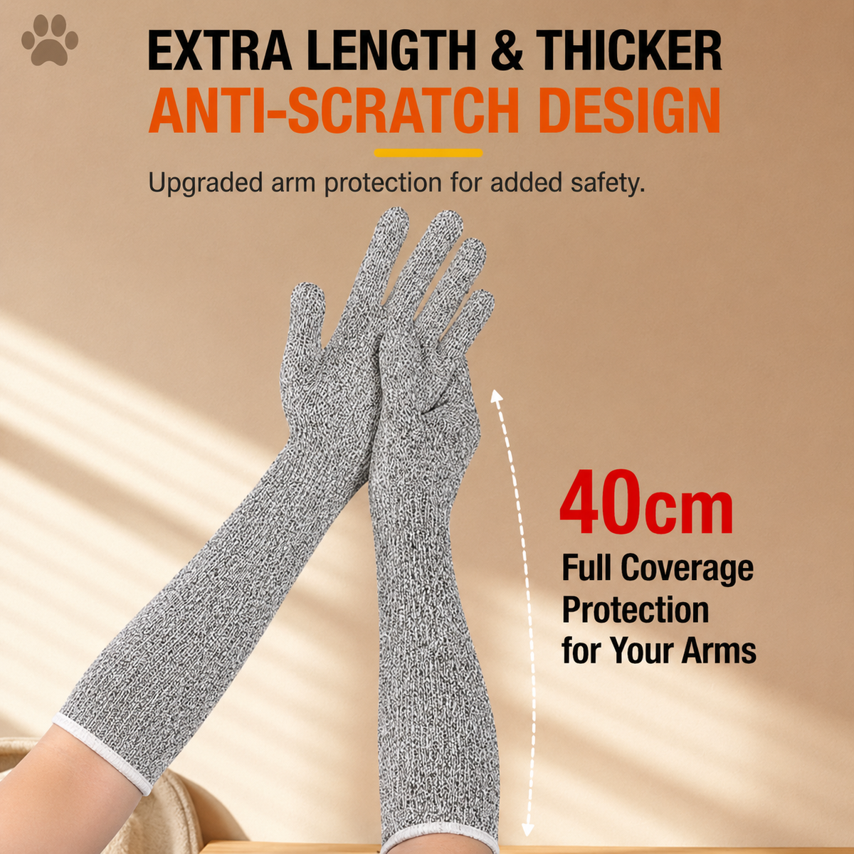 Pet Handling Gloves – 15.75" Long Anti – Scratch Cat Grooming Gloves – product image 6