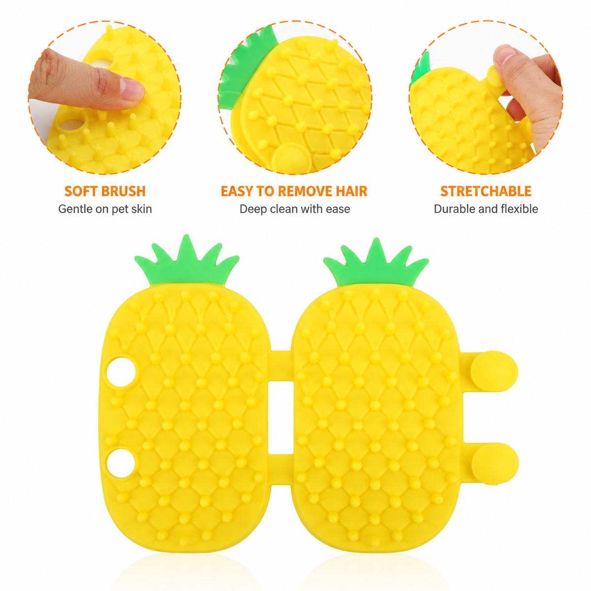 Pineapple Cat Self Grooming Brush 2 Pack – Silicone Cat Massage Brush & Hair Remover – product image 7