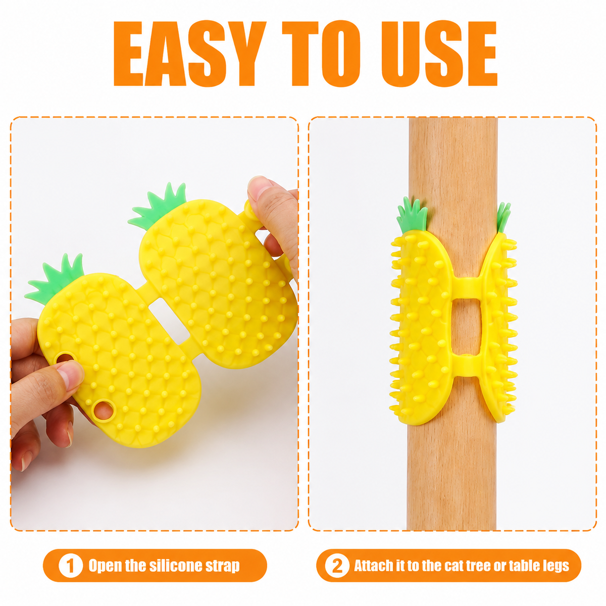 Pineapple Cat Self Grooming Brush 2 Pack – Silicone Cat Massage Brush & Hair Remover – product image 8